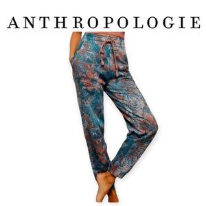 Anthropologie Daily Practice Slim-Fit Teal Floral Jogger Sweatpants, XSP